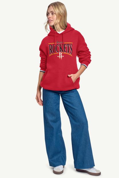 WOMENS HOUSTON ROCKETS ARCH STRIPE HOODIE - Red