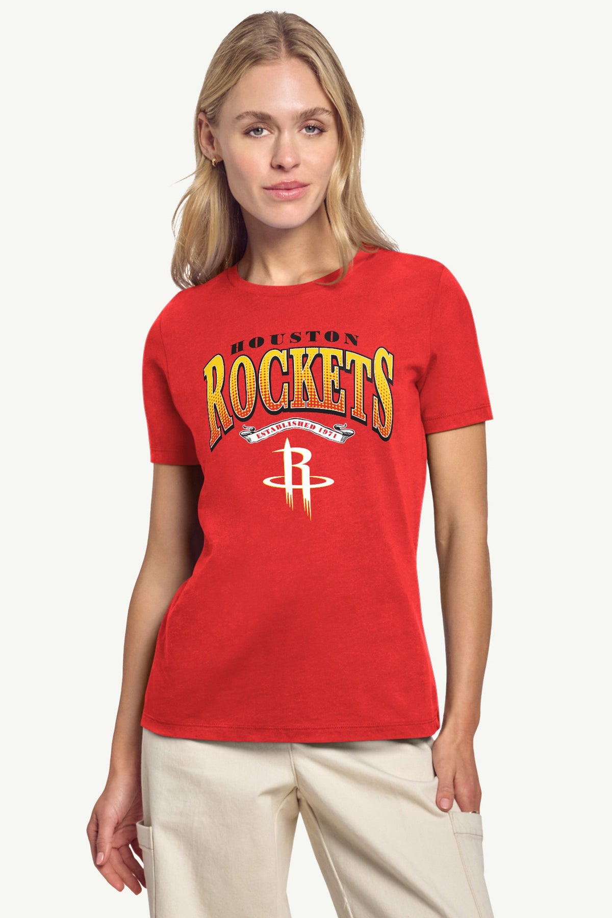WOMENS HOUSTON ROCKETS 3-POINT LEGACY T SHIRT - Red