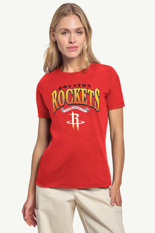 WOMENS HOUSTON ROCKETS 3-POINT LEGACY T SHIRT - Red