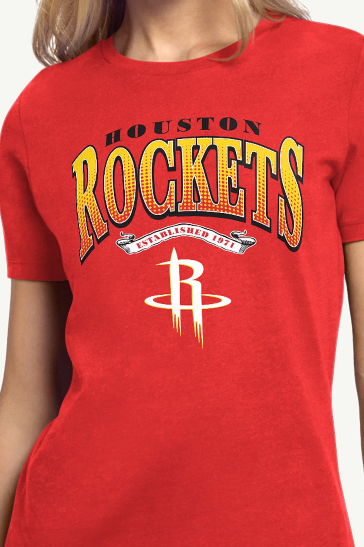 WOMENS HOUSTON ROCKETS 3-POINT LEGACY T SHIRT - Red