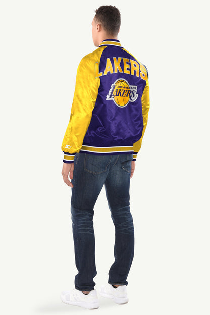 MENS LA LAKERS INDUCTEE SATIN VARSITY JACKET - Multi