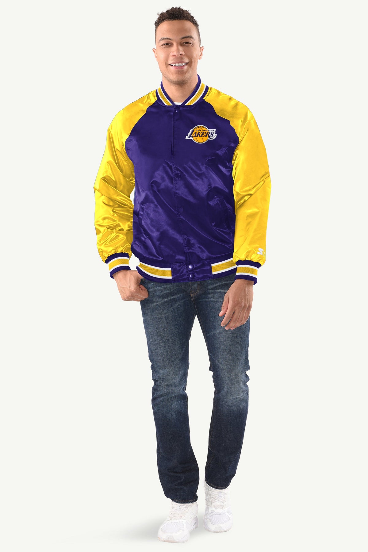 MENS LA LAKERS INDUCTEE SATIN VARSITY JACKET - Multi