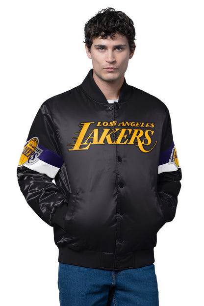 MENS LA LAKERS TRIPLE OPTION SATIN VARSITY JACKET - Starter