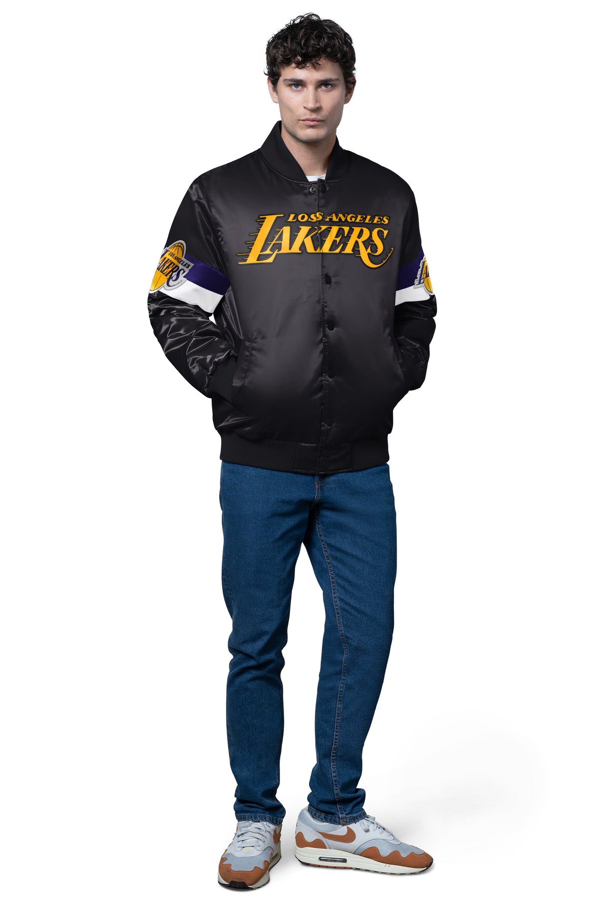 MENS LA LAKERS TRIPLE OPTION SATIN VARSITY JACKET - Starter