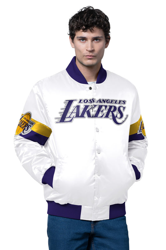 MENS LA LAKERS TRIPLE OPTION SATIN VARSITY JACKET - Starter
