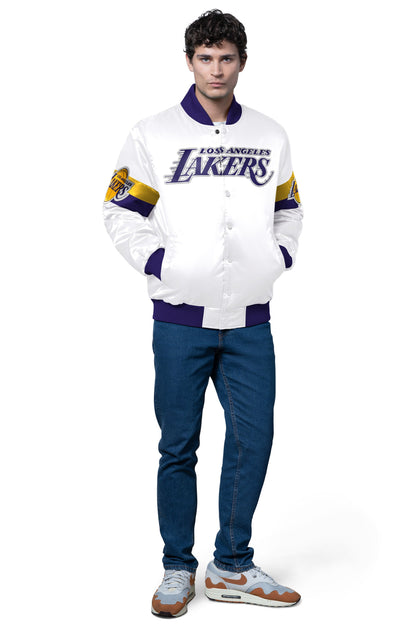 MENS LA LAKERS TRIPLE OPTION SATIN VARSITY JACKET - Starter
