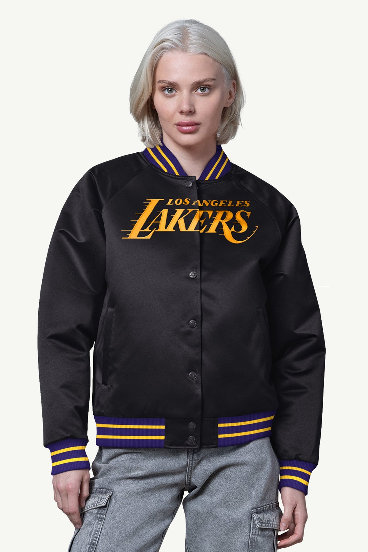 WOMENS LA LAKERS FINAL SCORE SATIN VARSITY JACKET - Starter