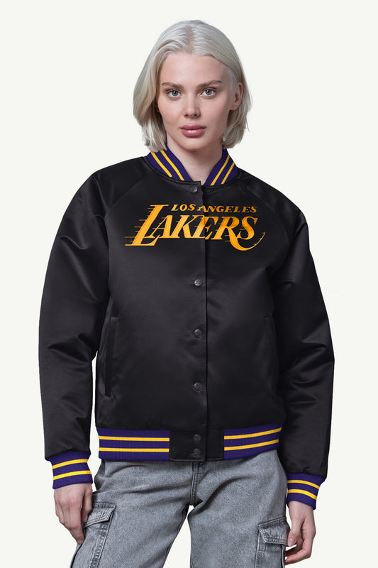 WOMENS LA LAKERS FINAL SCORE SATIN VARSITY JACKET - Starter