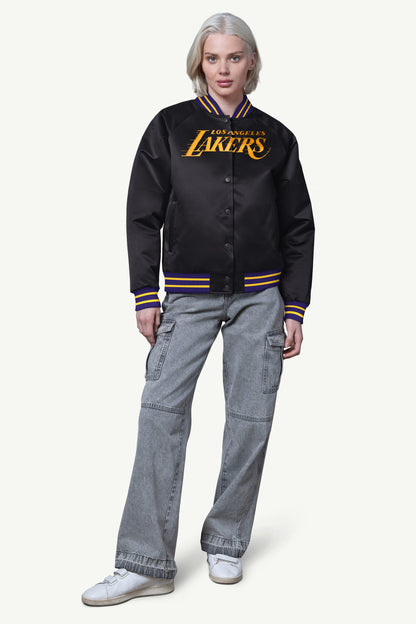 WOMENS LA LAKERS FINAL SCORE SATIN VARSITY JACKET - Starter