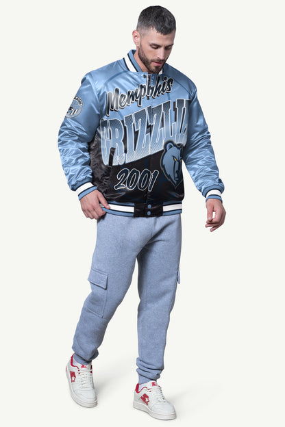MENS MEMPHIS GRIZZLIES PASS RUSH SATIN VARSITY JACKET - Starter