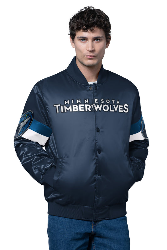 MENS MINNESOTA TIMBERWOLVES TRIPLE OPTION SATIN VARSITY JACKET - Starter