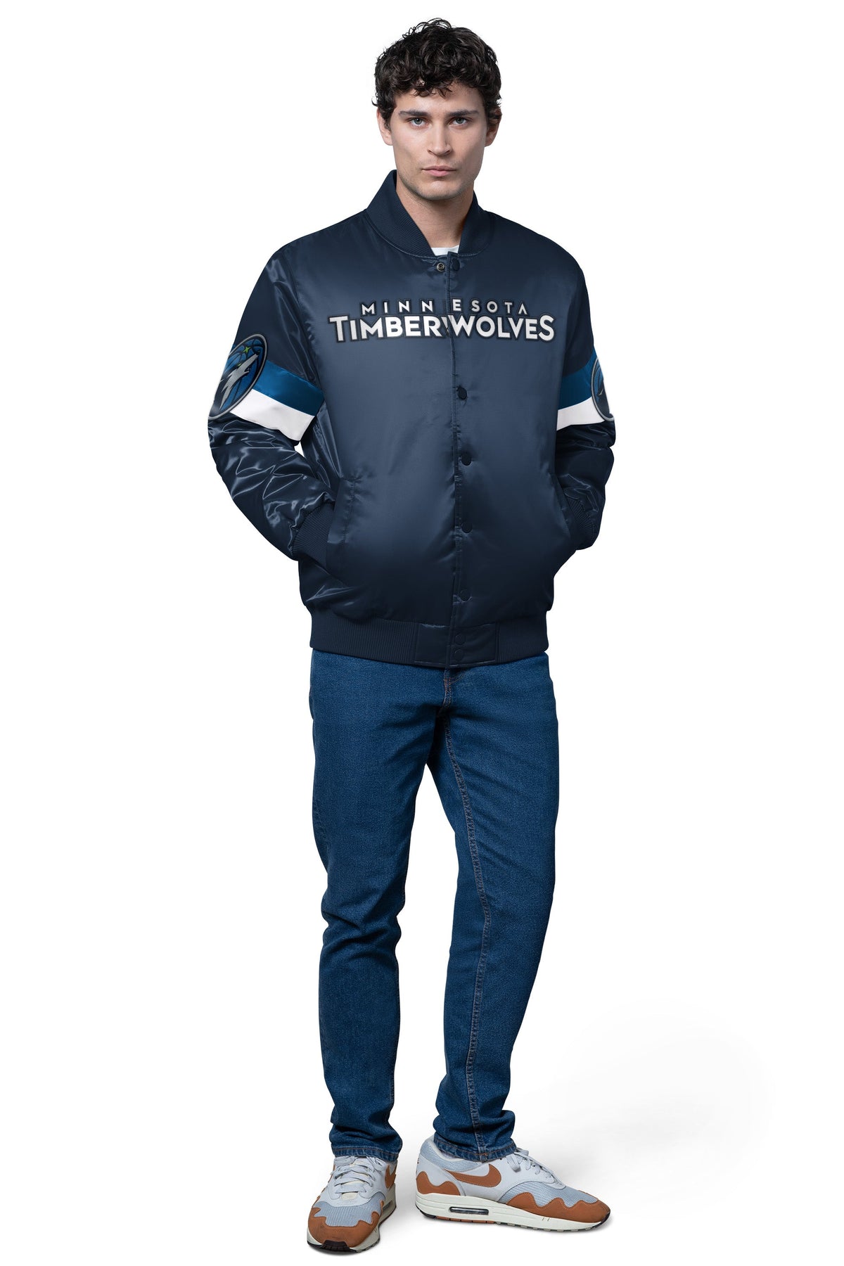 MENS MINNESOTA TIMBERWOLVES TRIPLE OPTION SATIN VARSITY JACKET - Starter
