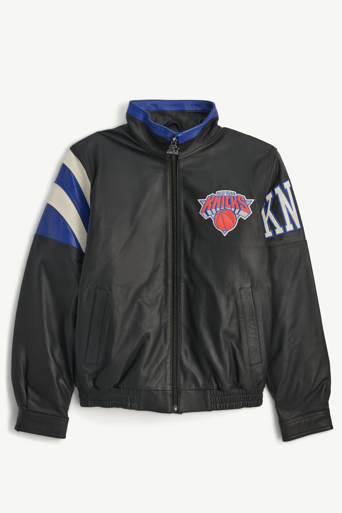 MENS NEW YORK KNICKS RETRO FULL ZIP LEATHER JACKET - Starter