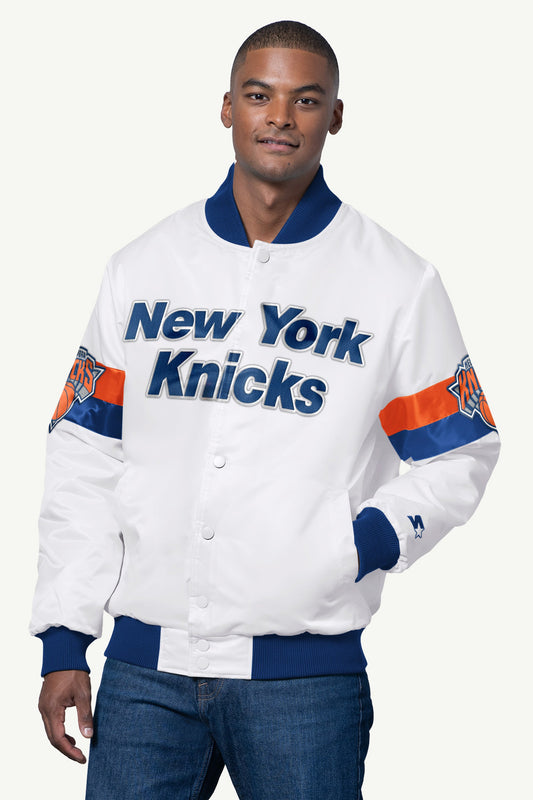 MENS NEW YORK KNICKS TRIPLE OPTION SATIN VARSITY JACKET - Starter