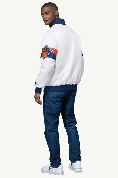 MENS NEW YORK KNICKS TRIPLE OPTION SATIN VARSITY JACKET - Starter
