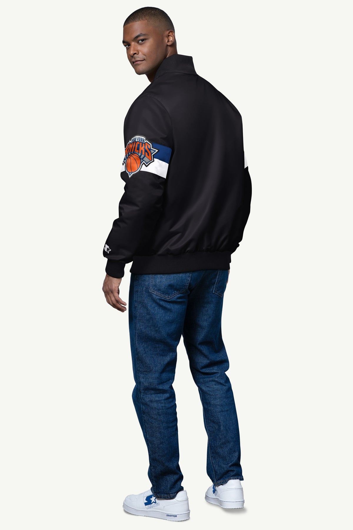 MENS NEW YORK KNICKS TRIPLE OPTION SATIN VARSITY JACKET - Starter