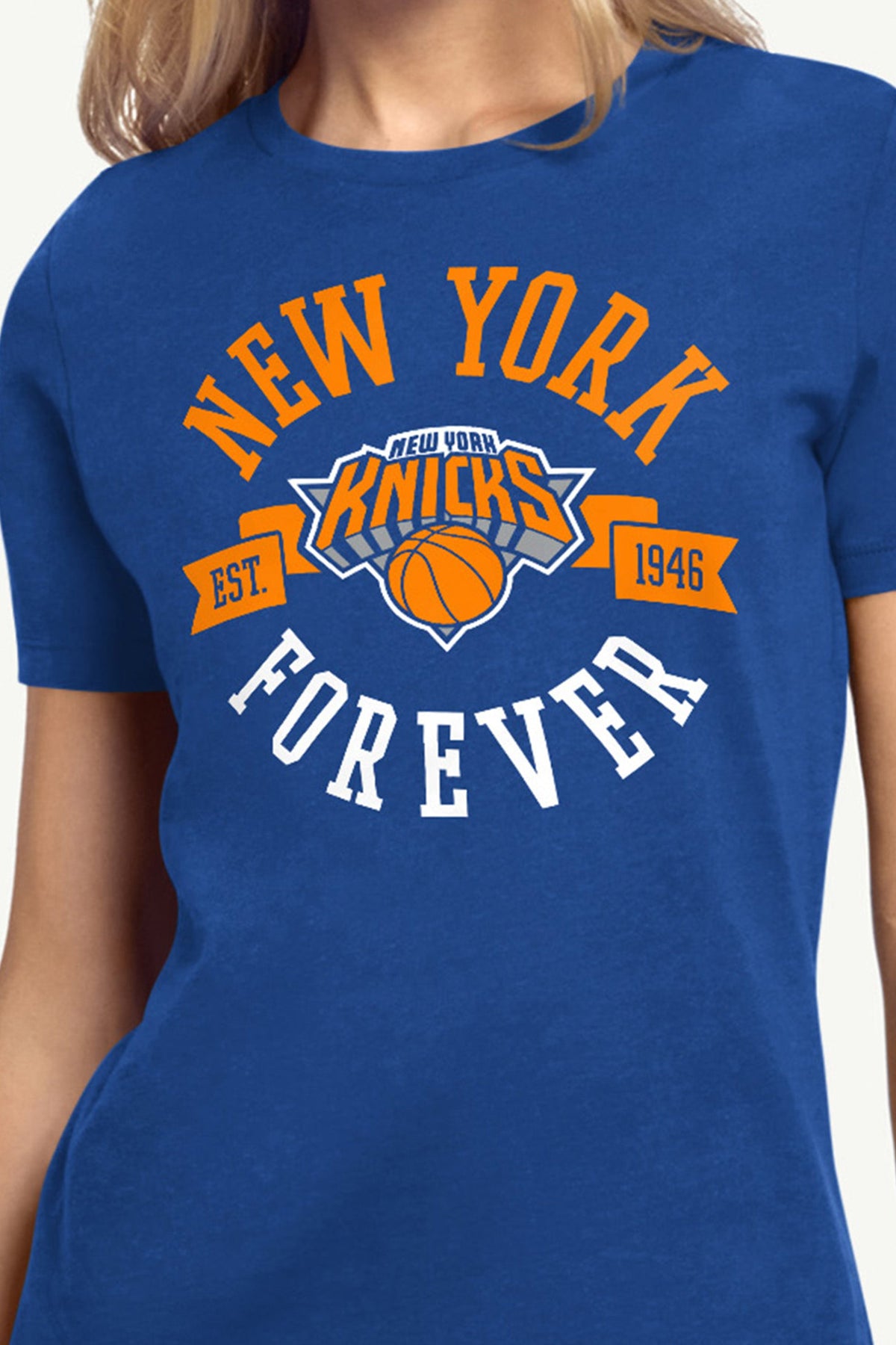 WOMENS NEW YORK KNICKS FOREVER SHORT SLEEVE T SHIRT - Royal