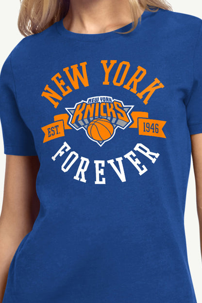 WOMENS NEW YORK KNICKS FOREVER SHORT SLEEVE T SHIRT - Royal