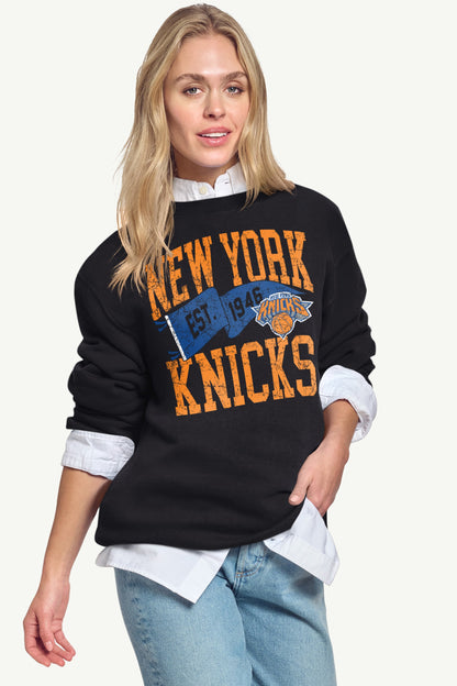 WOMENS NEW YORK KNICKS PENNANT SWEATSHIRT - Black