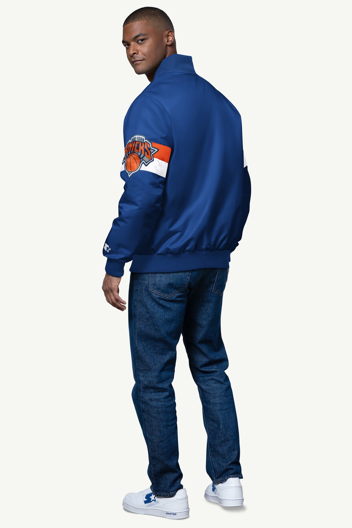 MENS NEW YORK KNICKS TRIPLE OPTION SATIN VARSITY JACKET - Starter