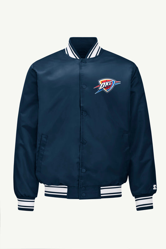 MENS OKLAHOMA CITY THUNDER SATIN VARSITY JACKET - Navy