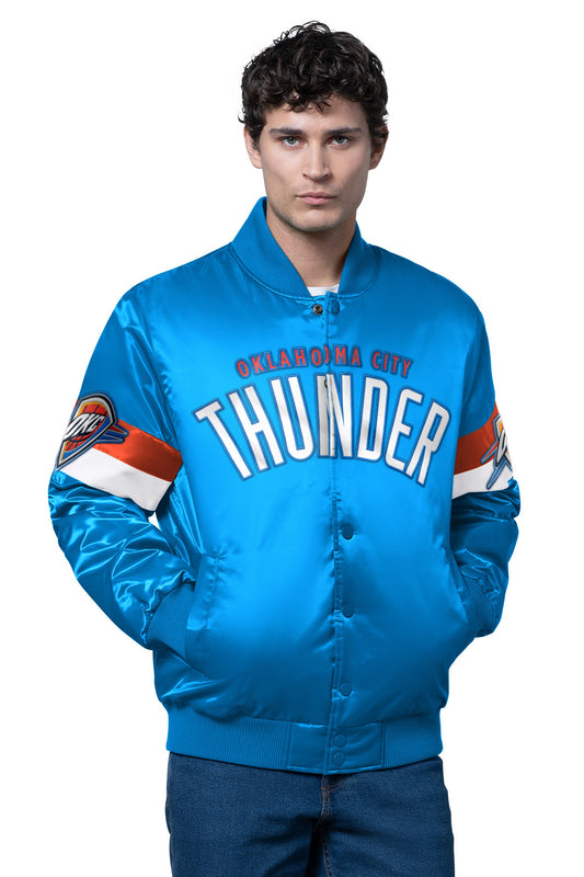 MENS OKLAHOMA CITY THUNDER TRIPLE OPTION SATIN VARSITY JACKET - Starter