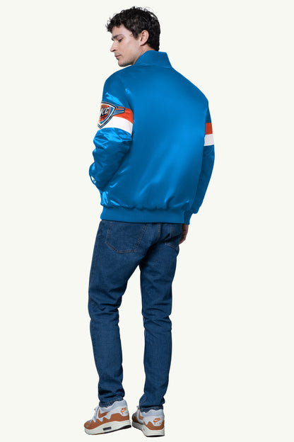 MENS OKLAHOMA CITY THUNDER TRIPLE OPTION SATIN VARSITY JACKET - Starter