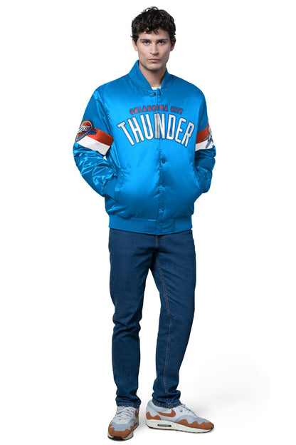 MENS OKLAHOMA CITY THUNDER TRIPLE OPTION SATIN VARSITY JACKET - Starter