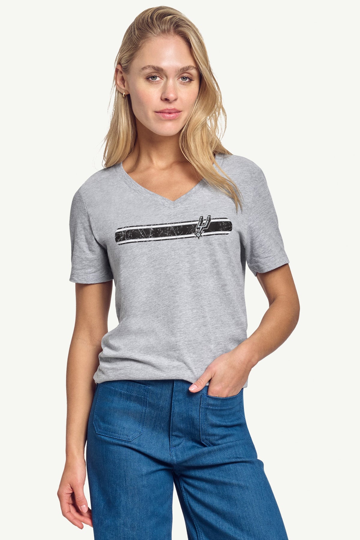 WOMENS SAN ANTONIO TEAM STRIPE T-SHIRT - Grey