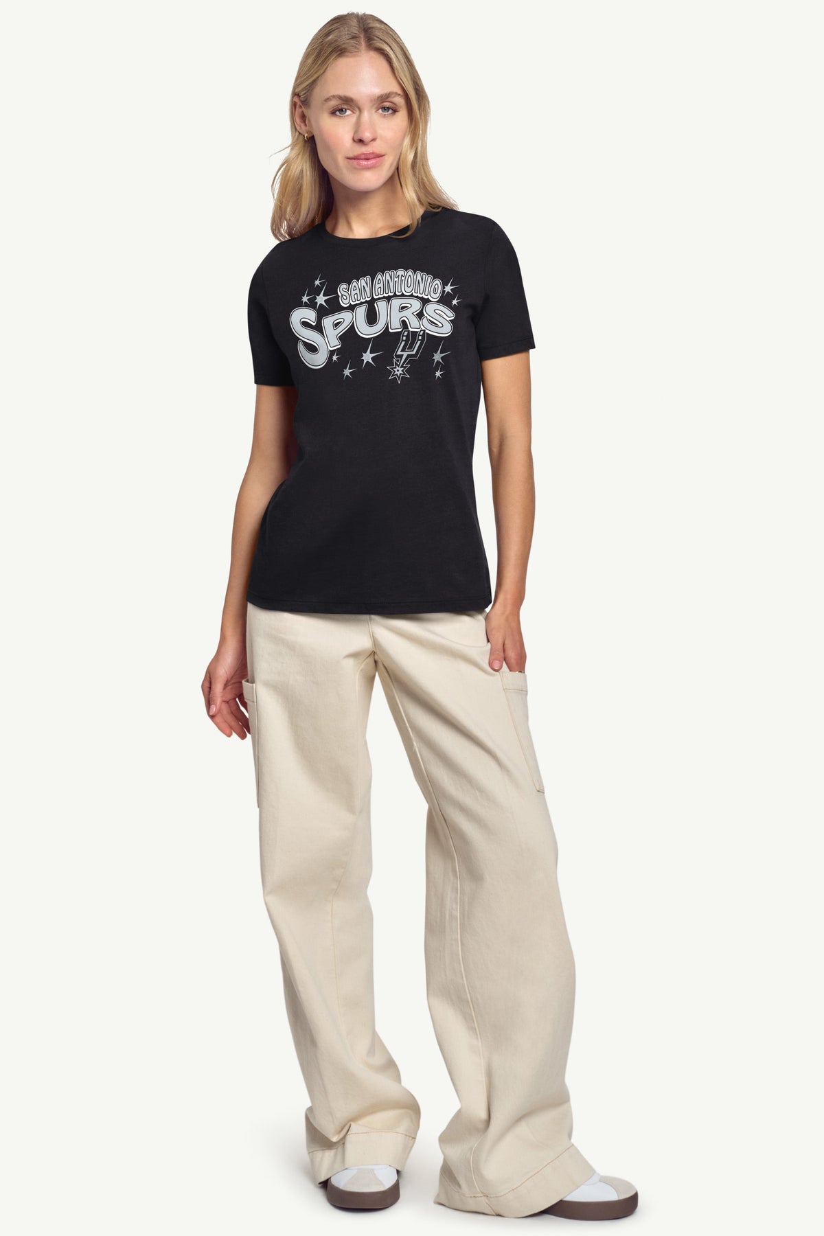 WOMENS SAN ANTONIO SPURS FIREWORKS SHORT SLEEVE T SHIRT - Black