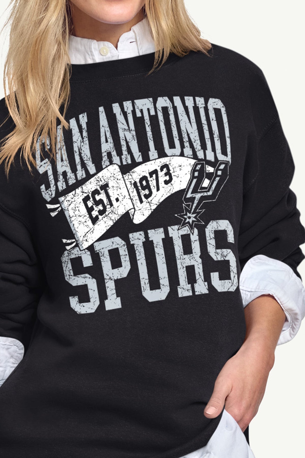 WOMENS SAN ANTONIO SPURS PENNANT SWEATSHIRT - Black