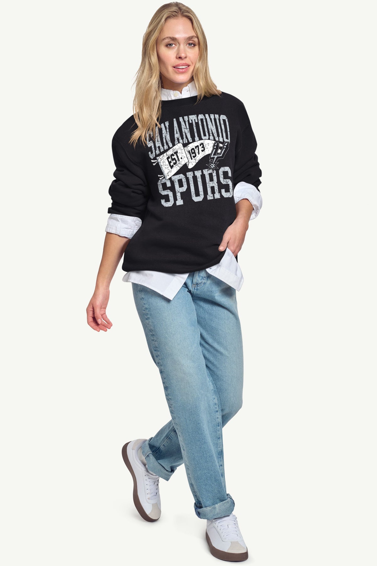 WOMENS SAN ANTONIO SPURS PENNANT SWEATSHIRT - Black