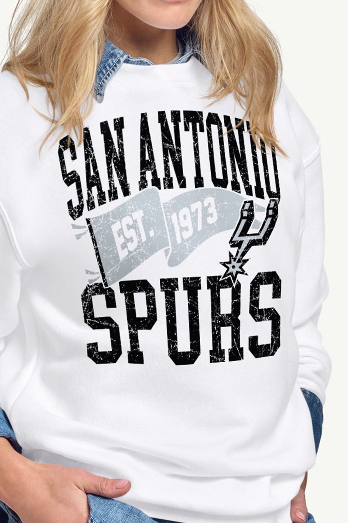 WOMENS SAN ANTONIO SPURS PENNANT SWEATSHIRT - White