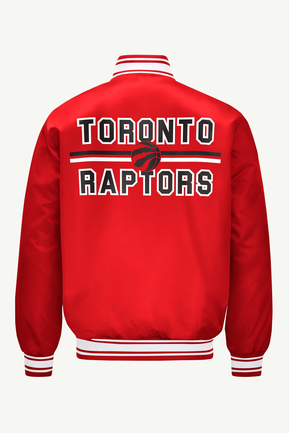 MENS TORONTO RAPTORS MESH LOOK SATIN VARSITY JACKET - Red