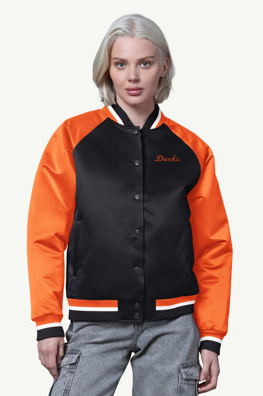 WOMENS ANAHAEIM DUCKS FINAL SCORE SATIN VARSITY JACKET - Starter