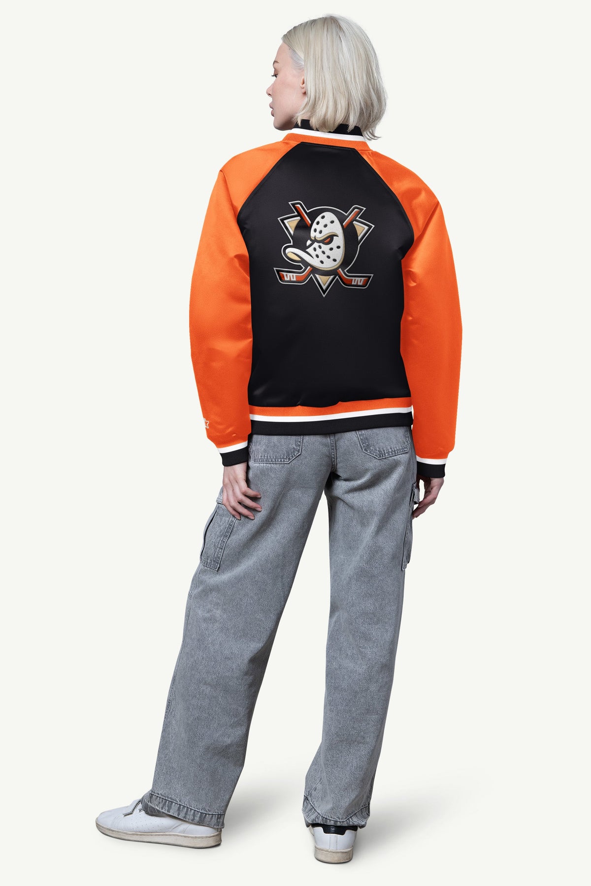 WOMENS ANAHAEIM DUCKS FINAL SCORE SATIN VARSITY JACKET - Starter