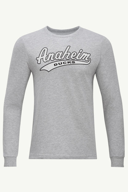 MENS ANAHEIM DUCKS TAILSWEEP LONG SLEEVE T SHIRT - Heather Grey