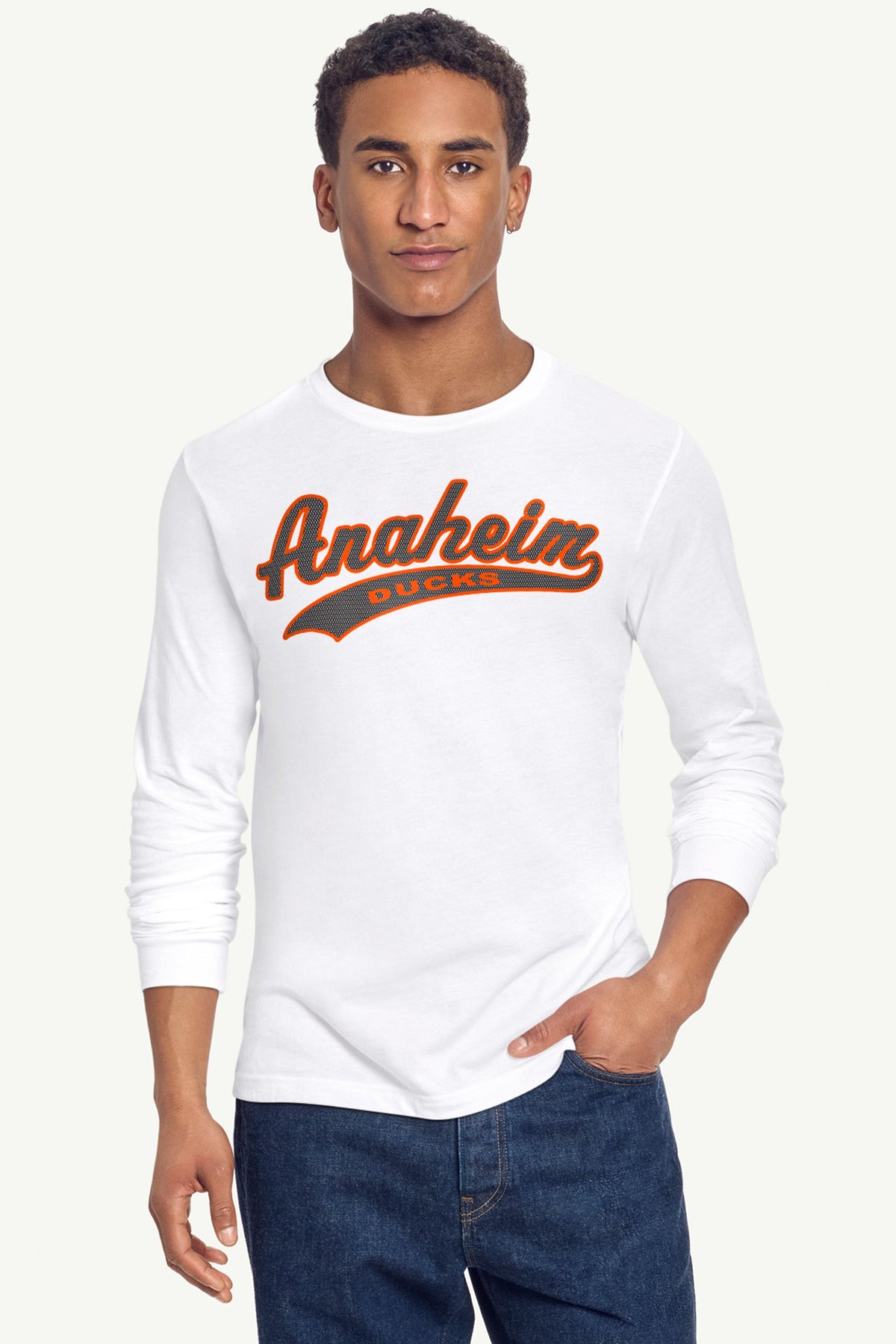 MENS ANAHEIM DUCKS TAILSWEEP LONG SLEEVE T SHIRT - White