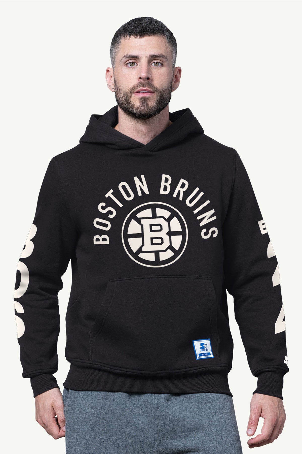 MENS BOSTON BRUINS HANDOFF FLEECE HOODIE - Black