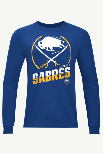 MENS BUFFALO SABRES LOGO ZOOM LONG SLEEVE T SHIRT - Royal