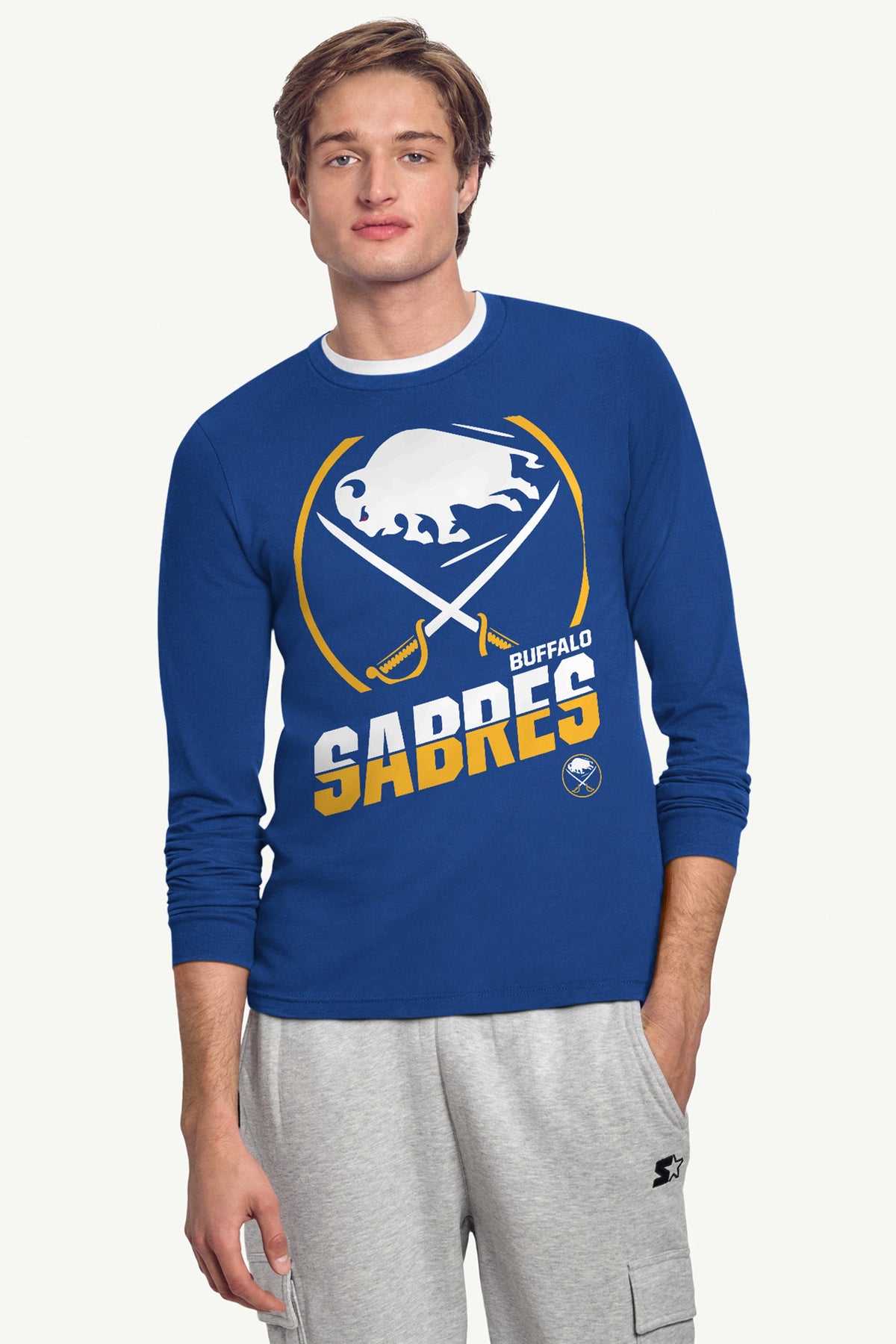 MENS BUFFALO SABRES LOGO ZOOM LONG SLEEVE T SHIRT - Royal