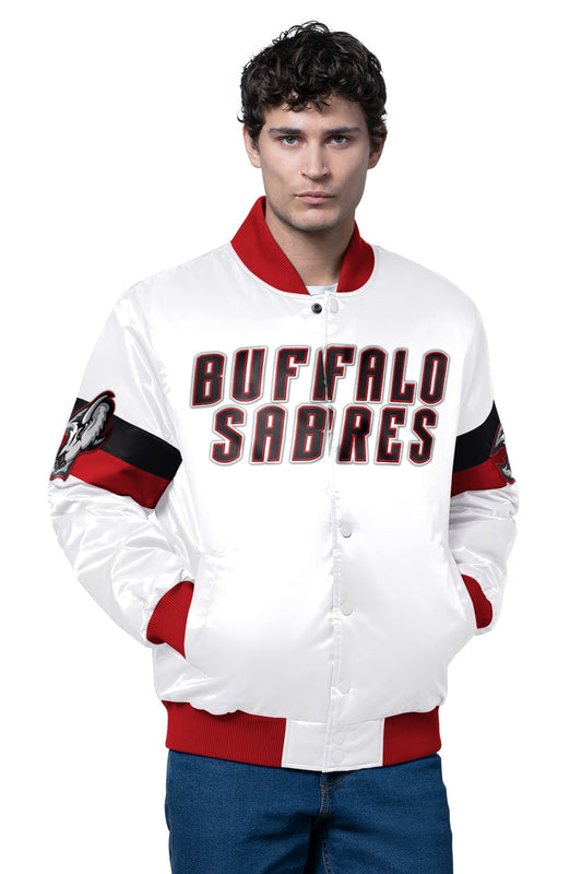 MENS BUFFALO SABRES TRIPLE OPTION SATIN VARSITY JACKET - Starter