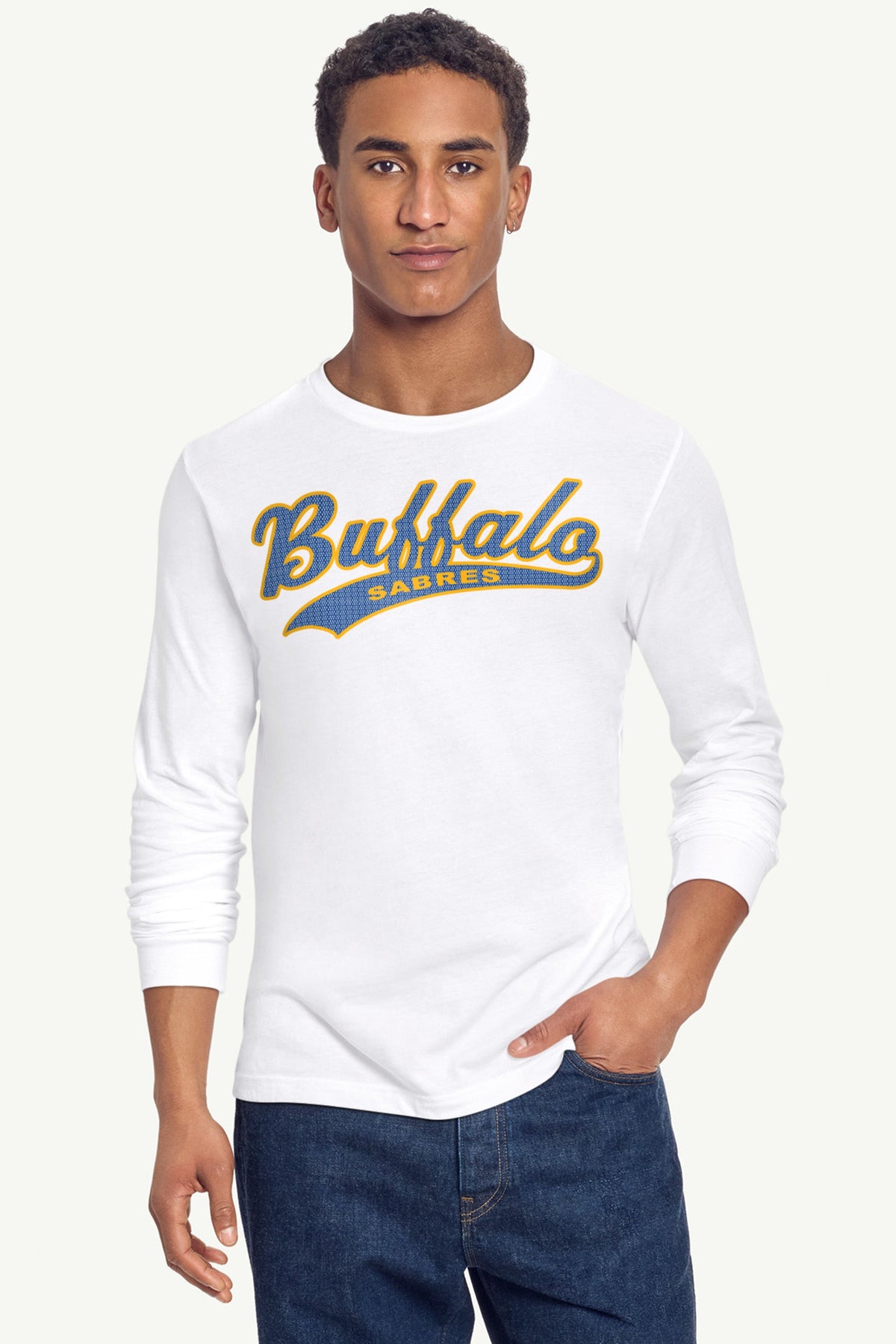 MENS BUFFALO SABRES TAILSWEEP LONG SLEEVE T SHIRT - White