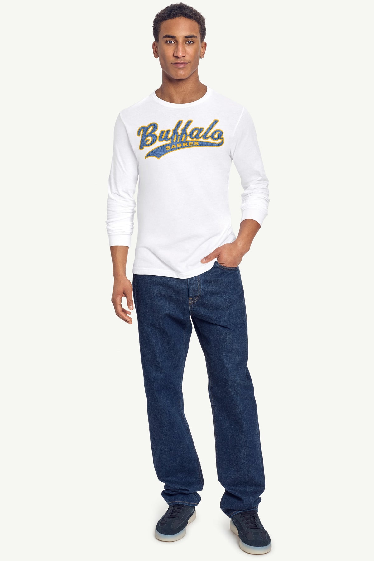 MENS BUFFALO SABRES TAILSWEEP LONG SLEEVE T SHIRT - White
