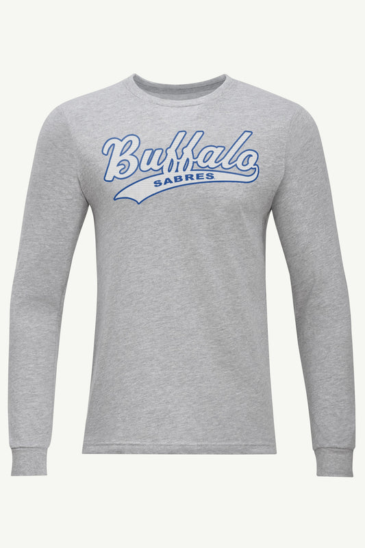 MENS BUFFALO SABRES TAILSWEEP LONG SLEEVE T SHIRT - Heather Grey
