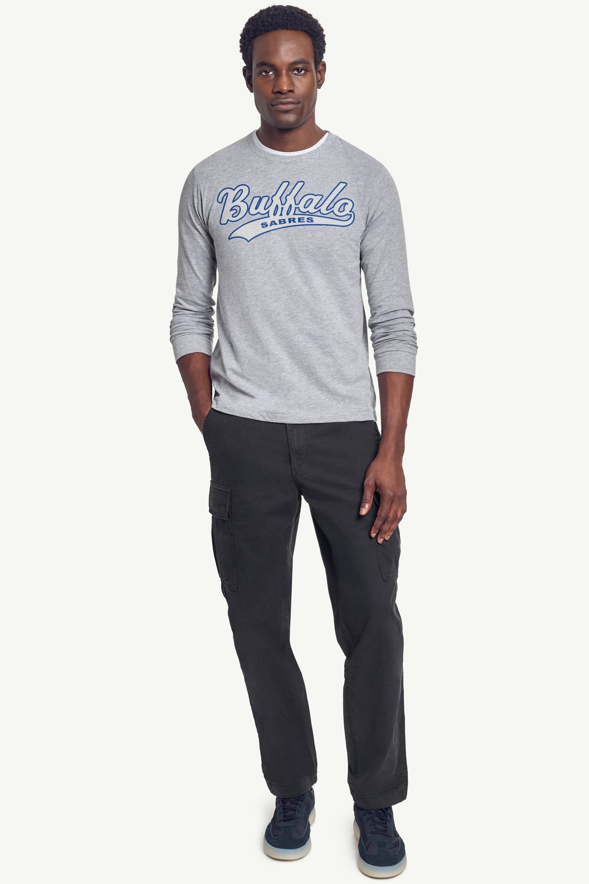 MENS BUFFALO SABRES TAILSWEEP LONG SLEEVE T SHIRT - Heather Grey