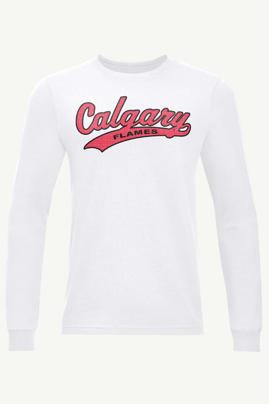 MENS CALGARY FLAMES TAILSWEEP LONG SLEEVE T SHIRT - White