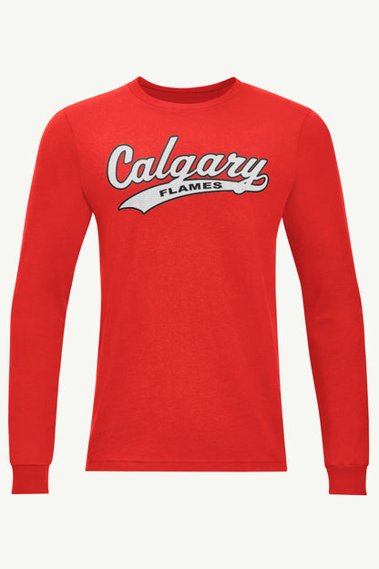 MENS CALGARY FLAMES TAILSWEEP LONG SLEEVE T SHIRT - Red