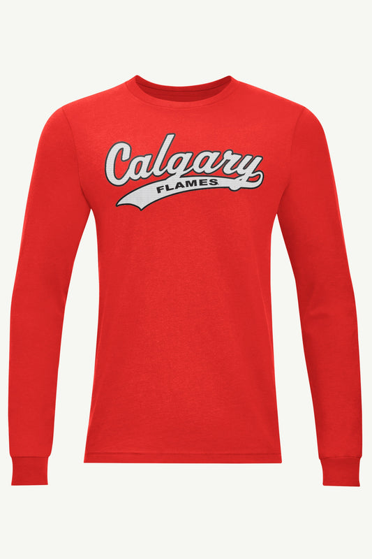 MENS CALGARY FLAMES TAILSWEEP LONG SLEEVE T SHIRT - Red