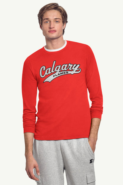 MENS CALGARY FLAMES TAILSWEEP LONG SLEEVE T SHIRT - Red